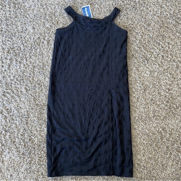URBAN OUTFITTERS  Little Black Dress Size XS Weave Pattern High Slit NWT - Picture 1 of 8